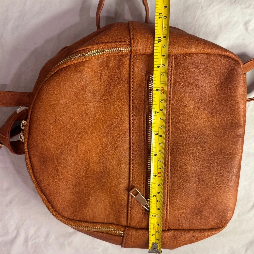 N Gil Mini Backpack Brown Faux Leather Gold Hardware P1034-L/BROWN New